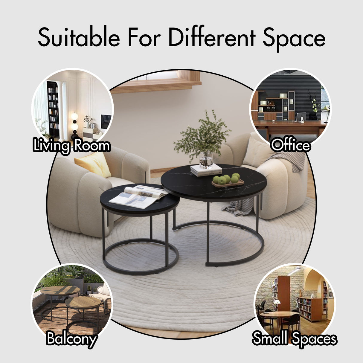 Round Nesting Coffee Table (Set of 2)