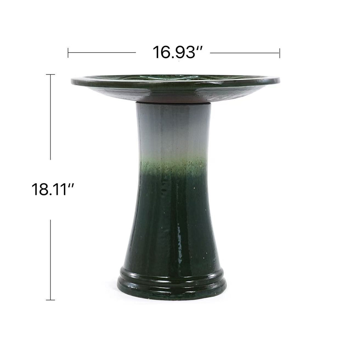 17" Ceramic Bird Bath for Outside, Elegant Tall Outdoor Bird Bath