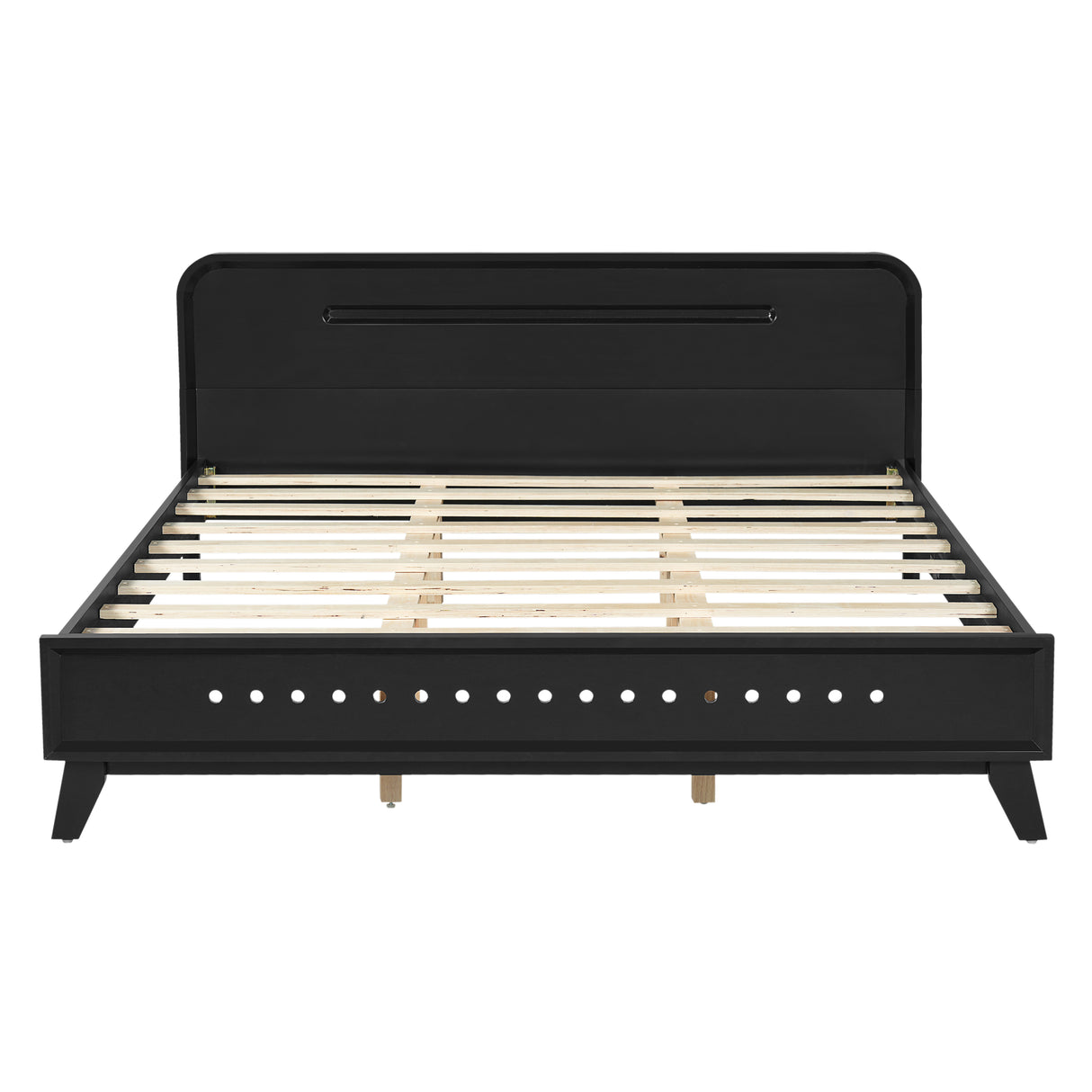 Pine Solid Wood Queen Size Bed, Solid and Stable, No Box Spring Needed