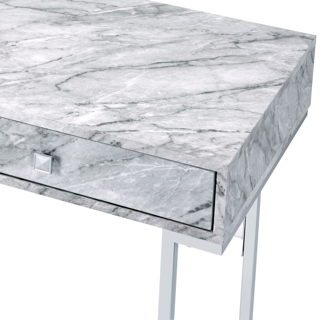 Tigress - Printed Faux Marble Top Writing Desk - White - Best Buy Furniture