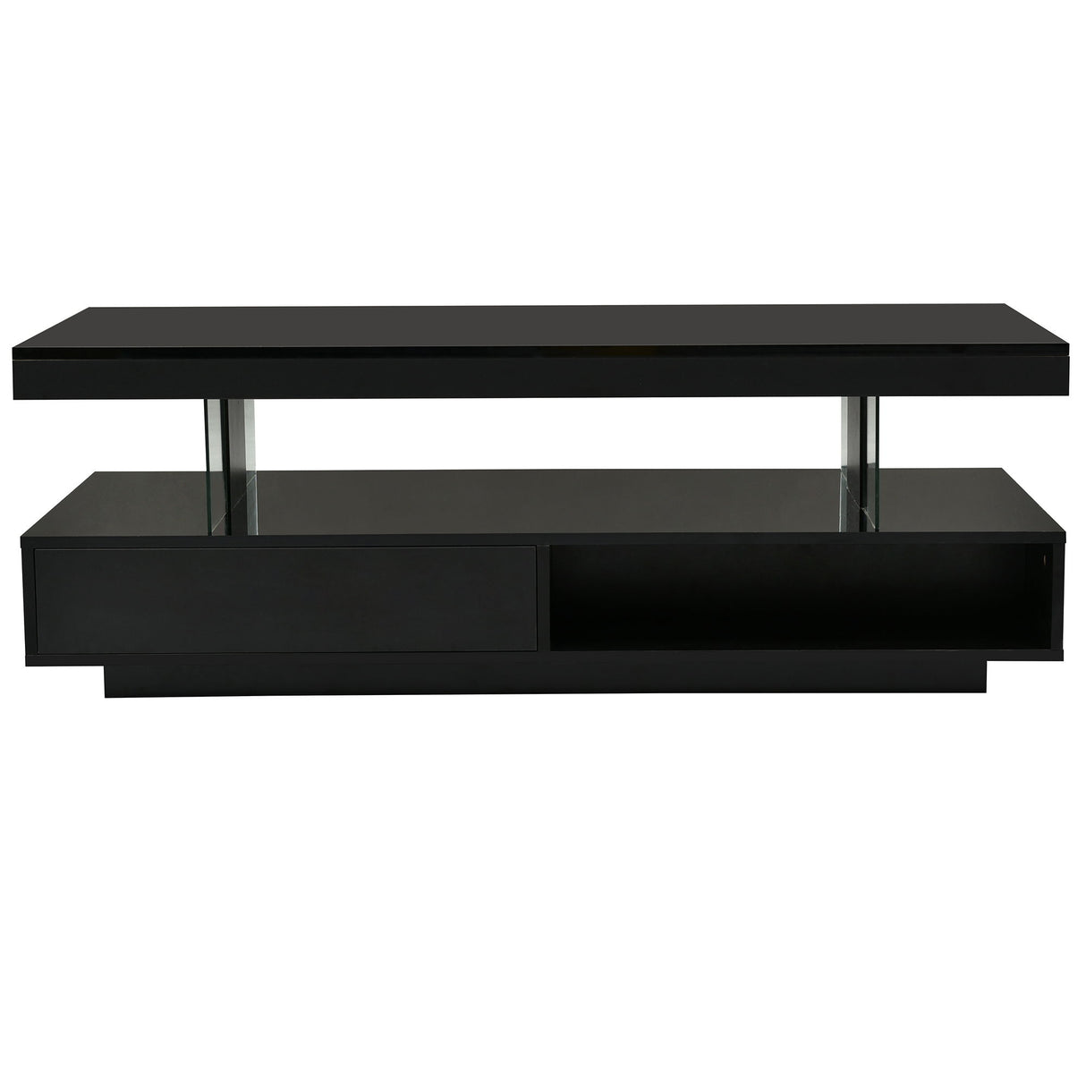LED Coffee Table With 2 Drawers And Display Shelves
