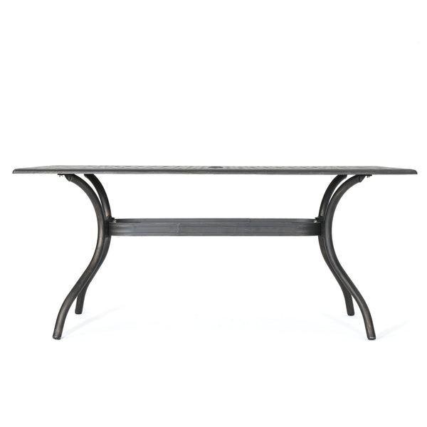 Enchantia Outdoor Rectangular Dining Table with Weave Tabletop and Flared Legs - Copper