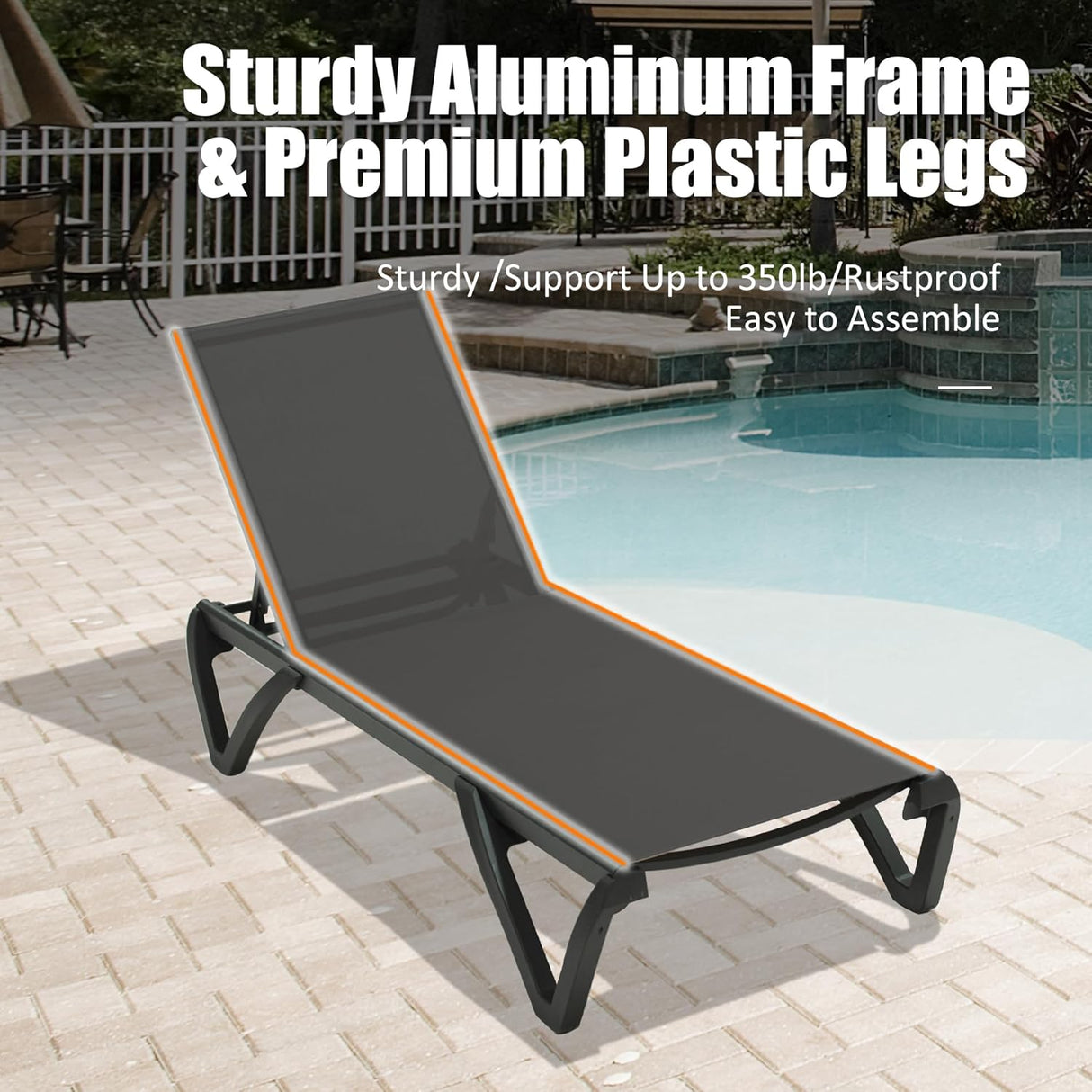 Pool Lounge Chairs Set of 2 with Side Table