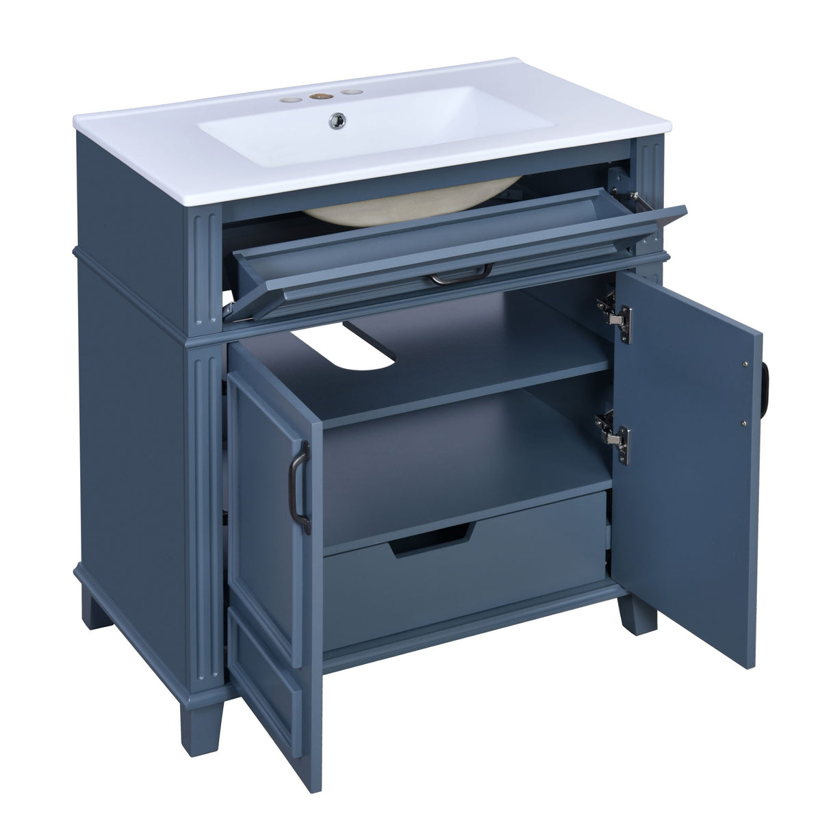 Bathroom Vanity With Sink Storage Cabinet - Blue