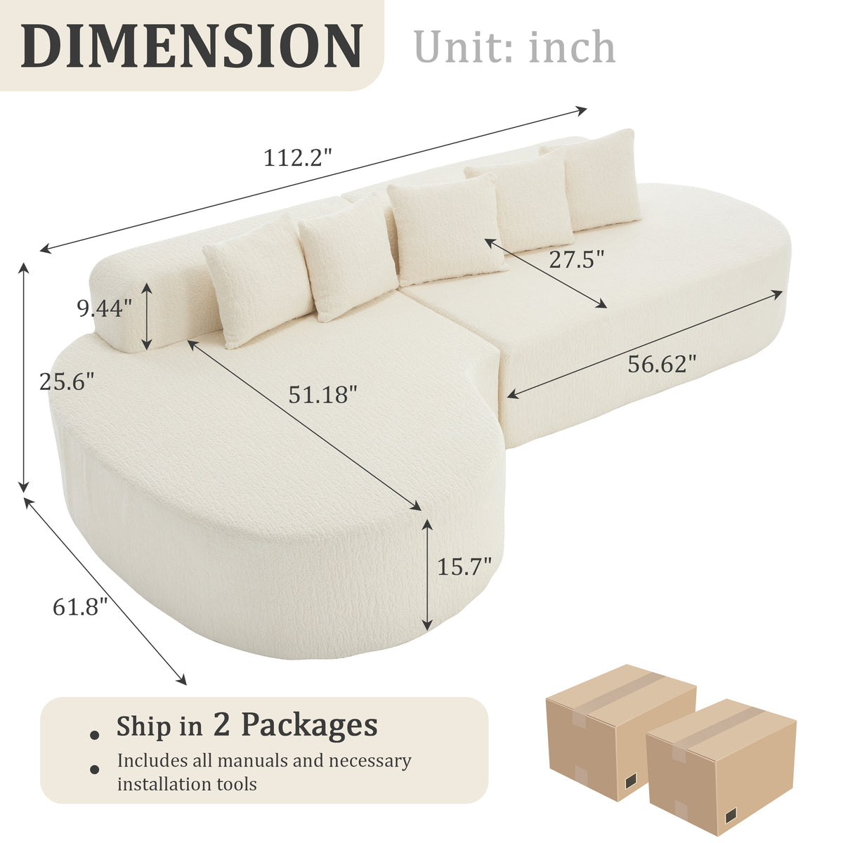 Boneless Couches for Living Room - White