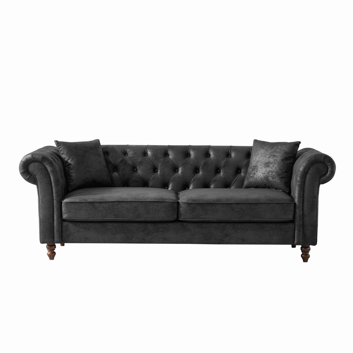 Chesterfield 3 And 2 Seater Sofa Set, High Tech Fabric Upholstered Couch For Living Room