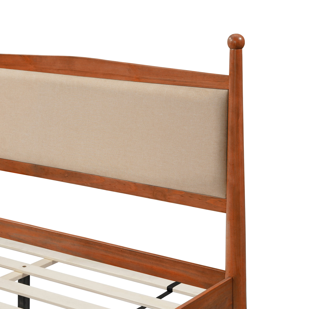 Queen Size Upholstered Platform Bed Frame with Wooden Slat Support