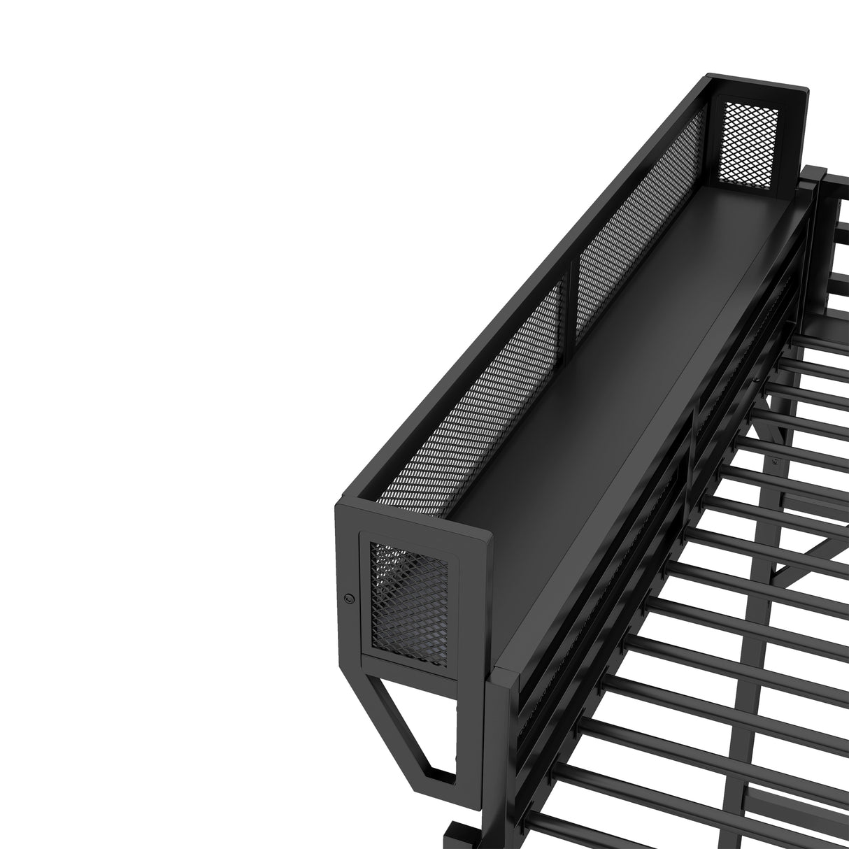 Full Size Loft Bed with Ladder and Storage Shelves