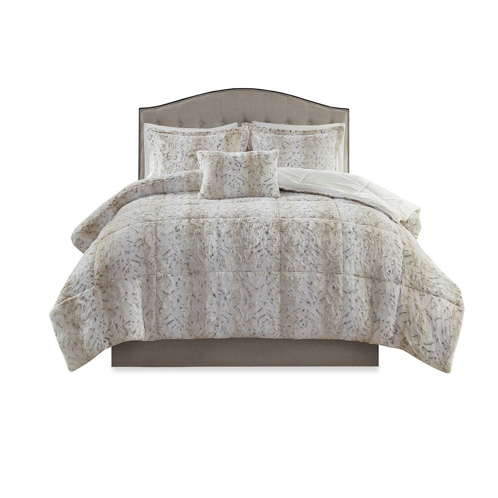 Full/Queen 4PC Faux Fur Comforter Set