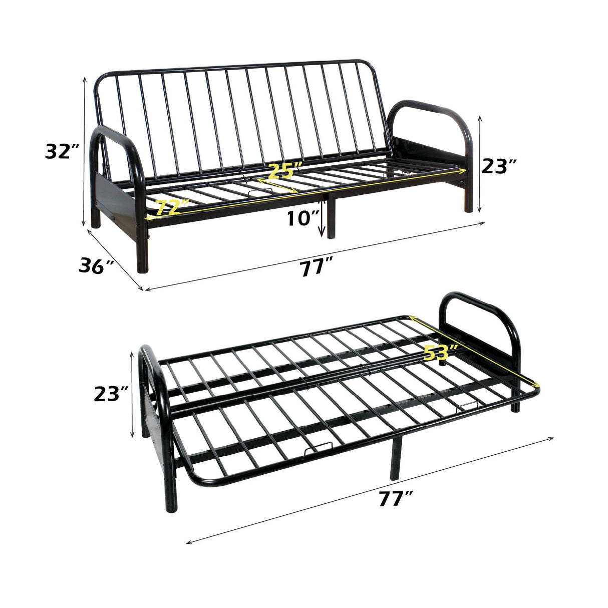 Alfonso Adjustable Sofa Frame (Cushion Not Included) - Black