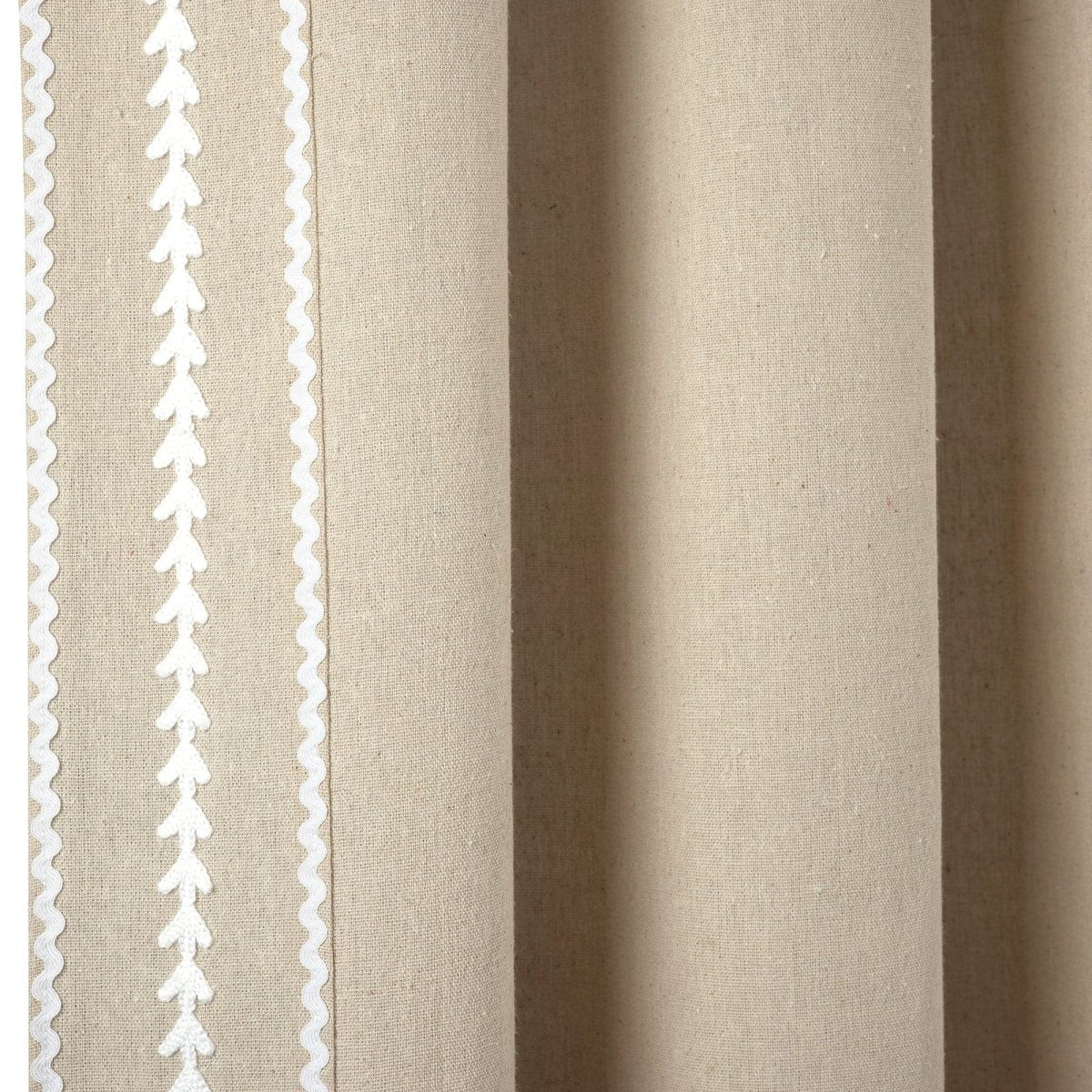 Olivia Ric Rac Embroidery Border Window Curtain Panel