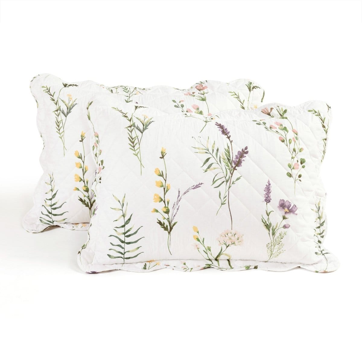 LushDecor Watercolor Wildflower Scallop Edge Floral 3 Piece Quilt Set - view 5