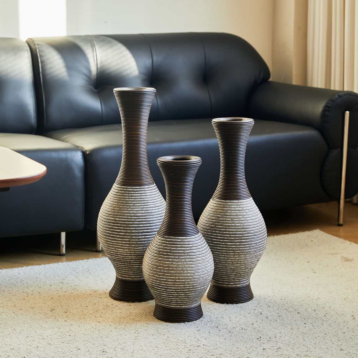 Tall Designer Floor Vase With Elegant 2 Tone