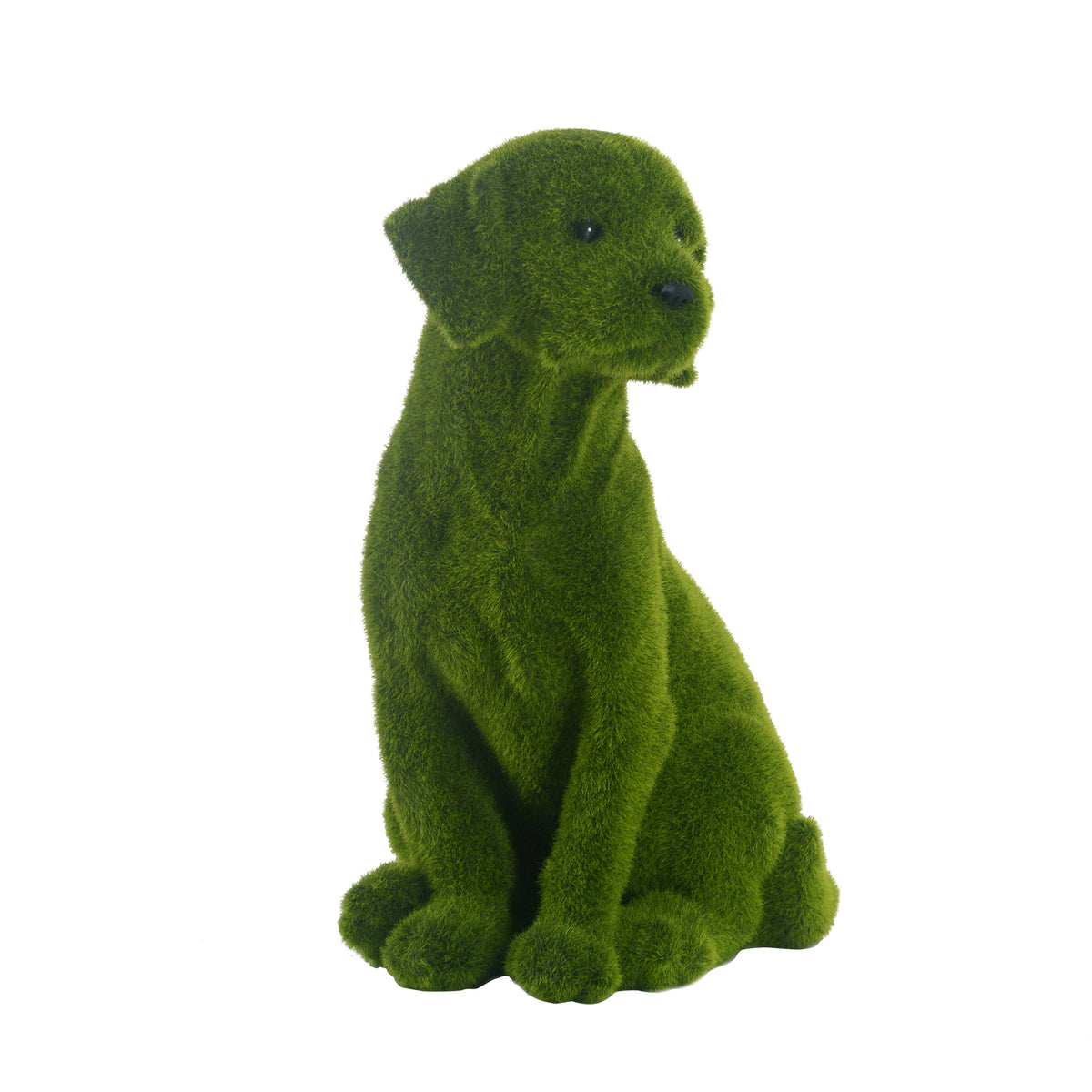 Flocked Dog Garden Statue with Weather-Resistant Finish - Green