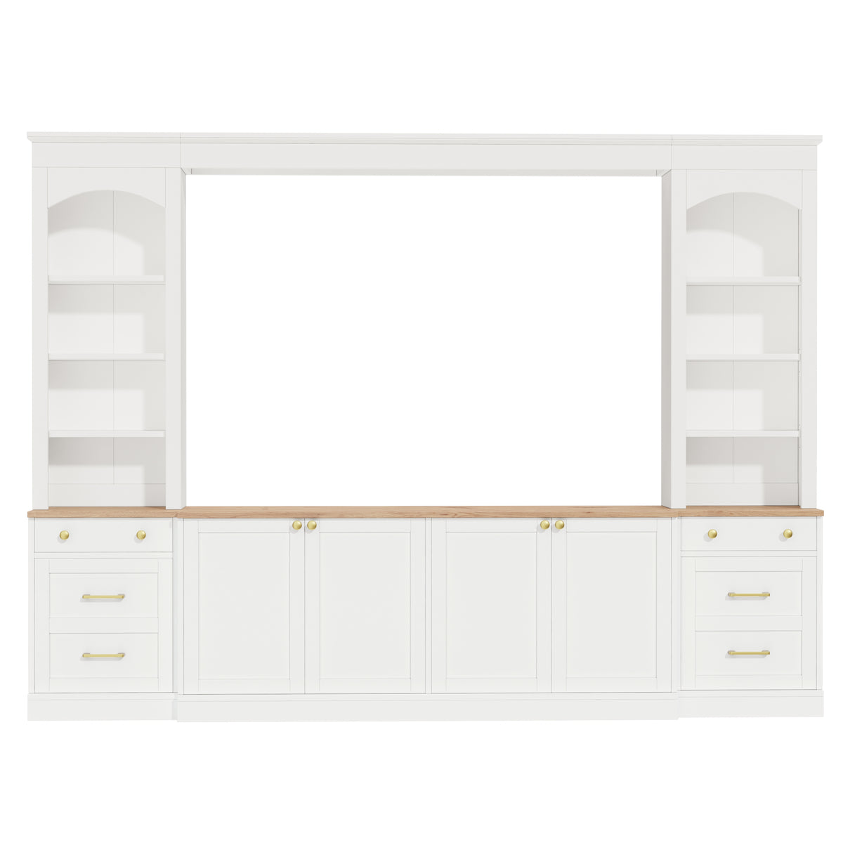 Farmhouse Arched Entertainment Center Wall Unit
