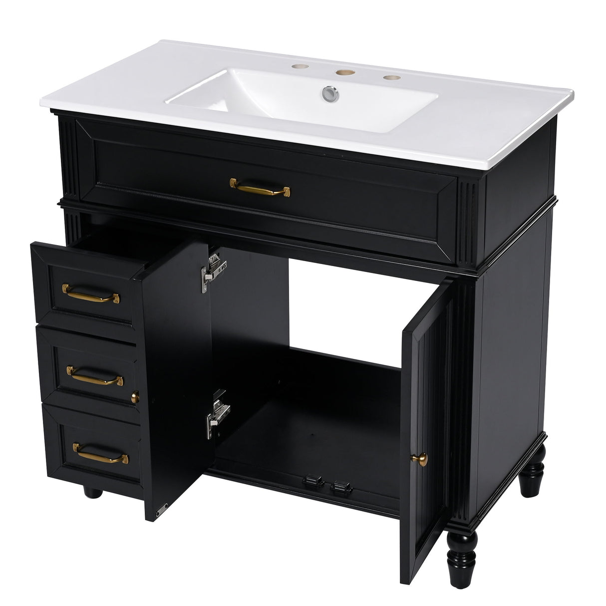 Bathroom Vanity With Sink, 2 Doors 2 Drawers, Freestanding Design