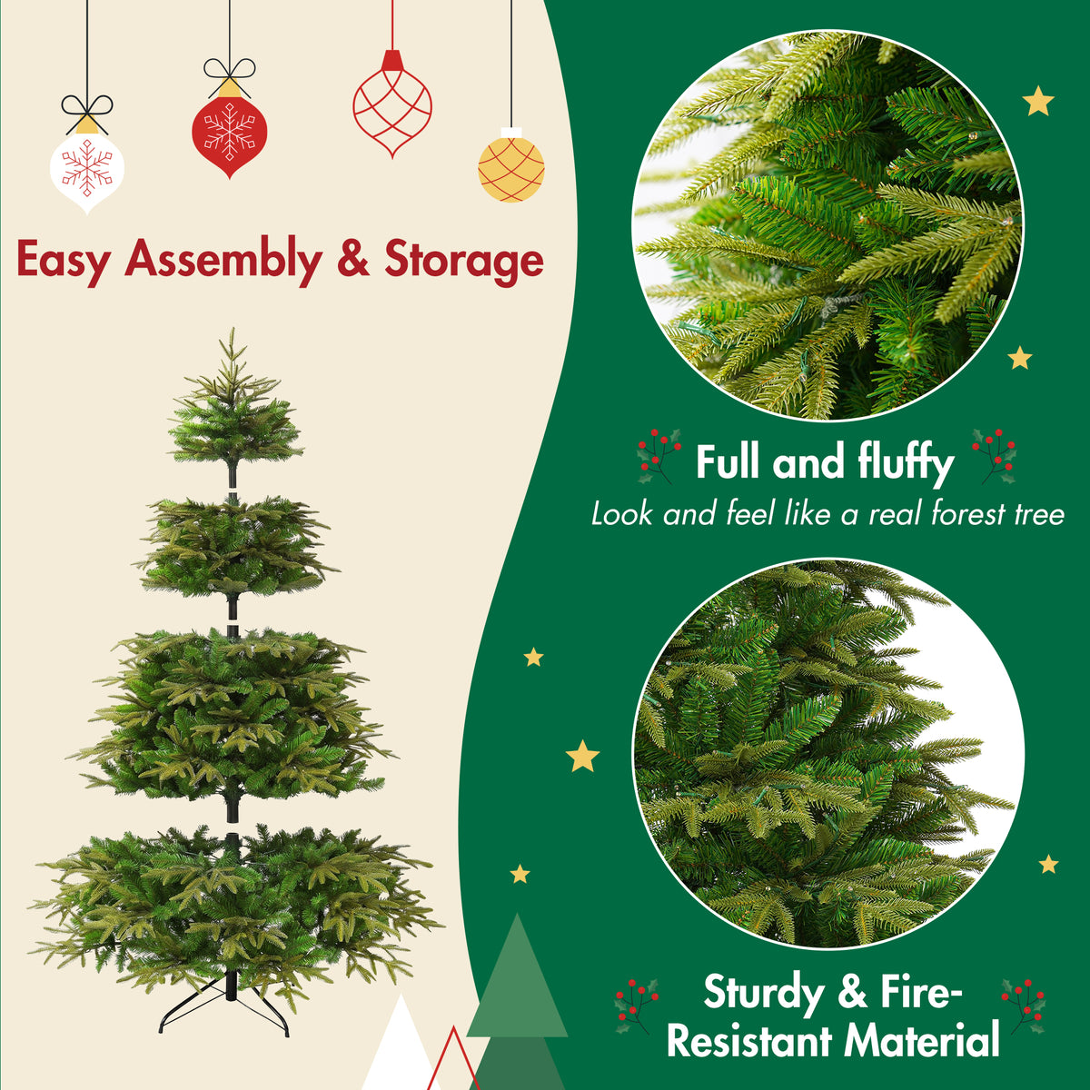 7.5FT Premium Life-Like Full Flocked Christmas Tree