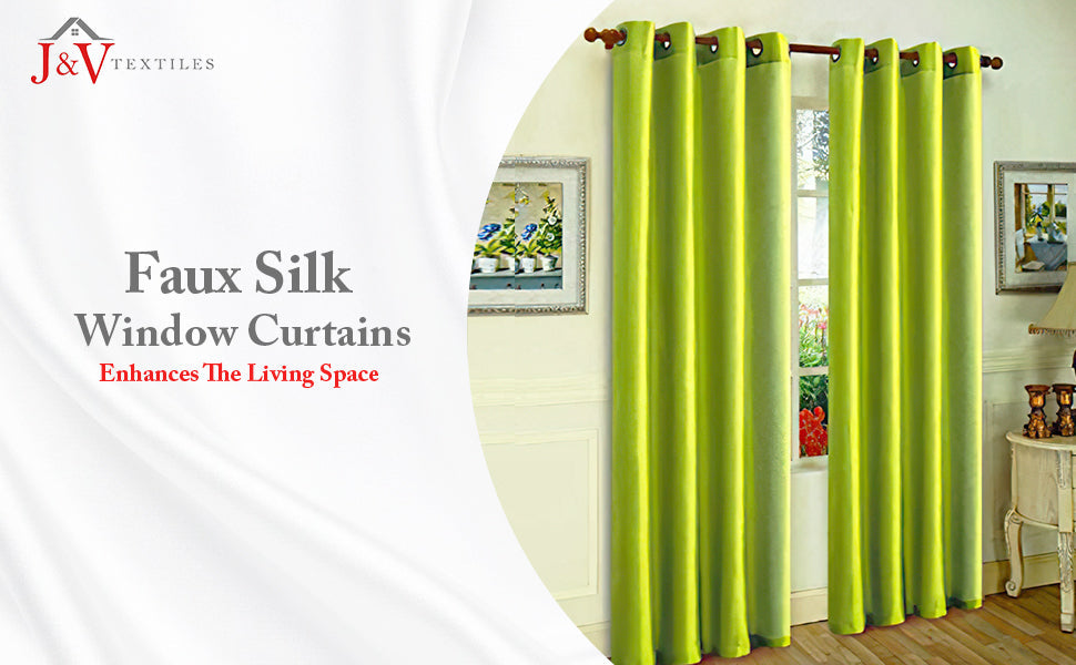 Set of Two 84" Solid Grommet Faux Silk Window Panels