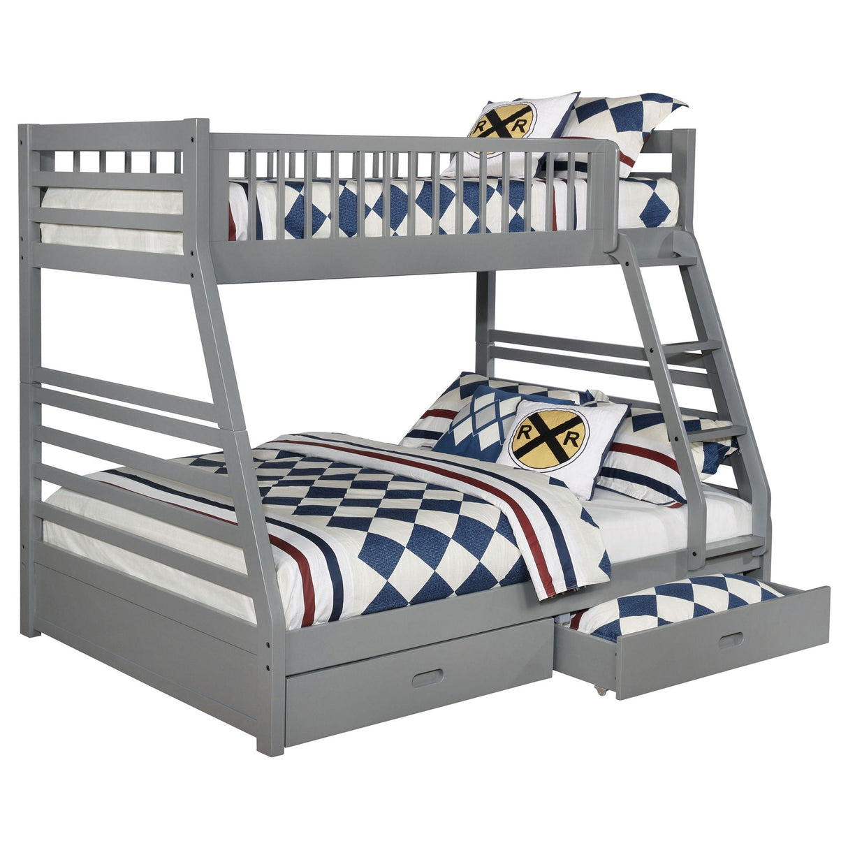 Keira - 2 Drawer Twin Over Full Bunk Bed - Gray
