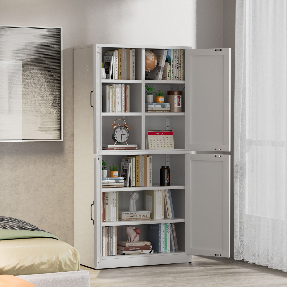 Kitchen Pantry Cabinet With Adjustable Shelves, Heavy Duty Storage - White
