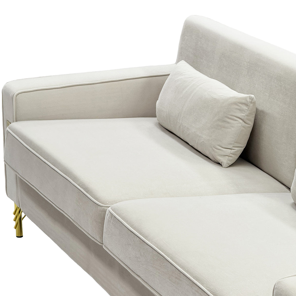 Ivory White 2-Piece Velvet Sofa Set