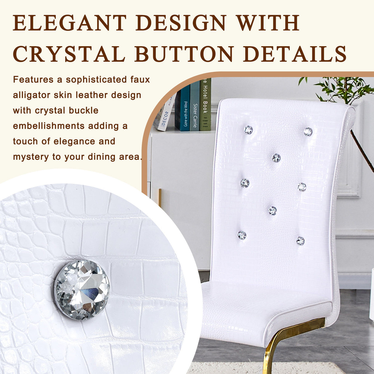 Elegant Design Alligator Skin Upholstered Dining Chairs