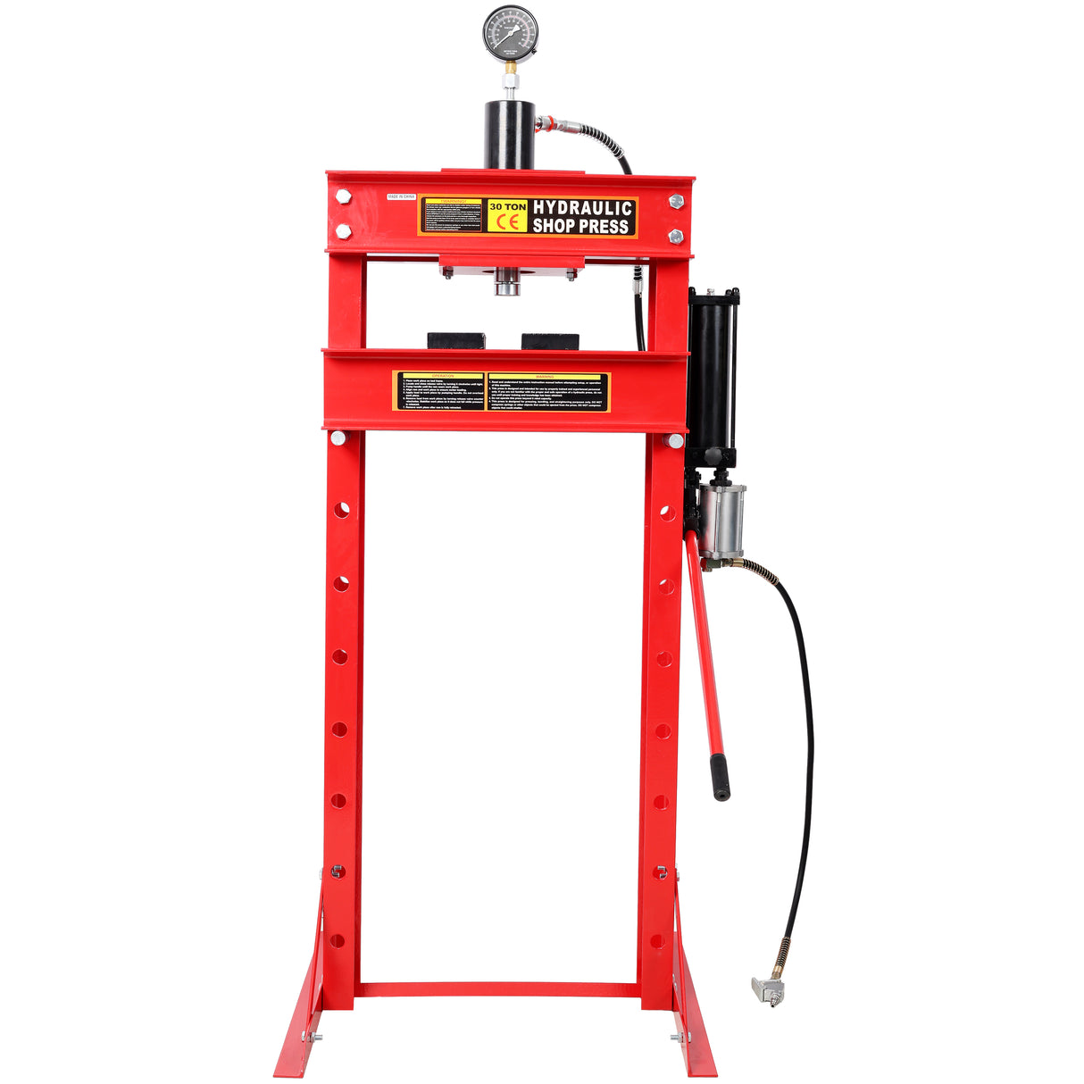 30 Ton Air Hydraulic Shop Press With Gauge, Adjustable H-Frame