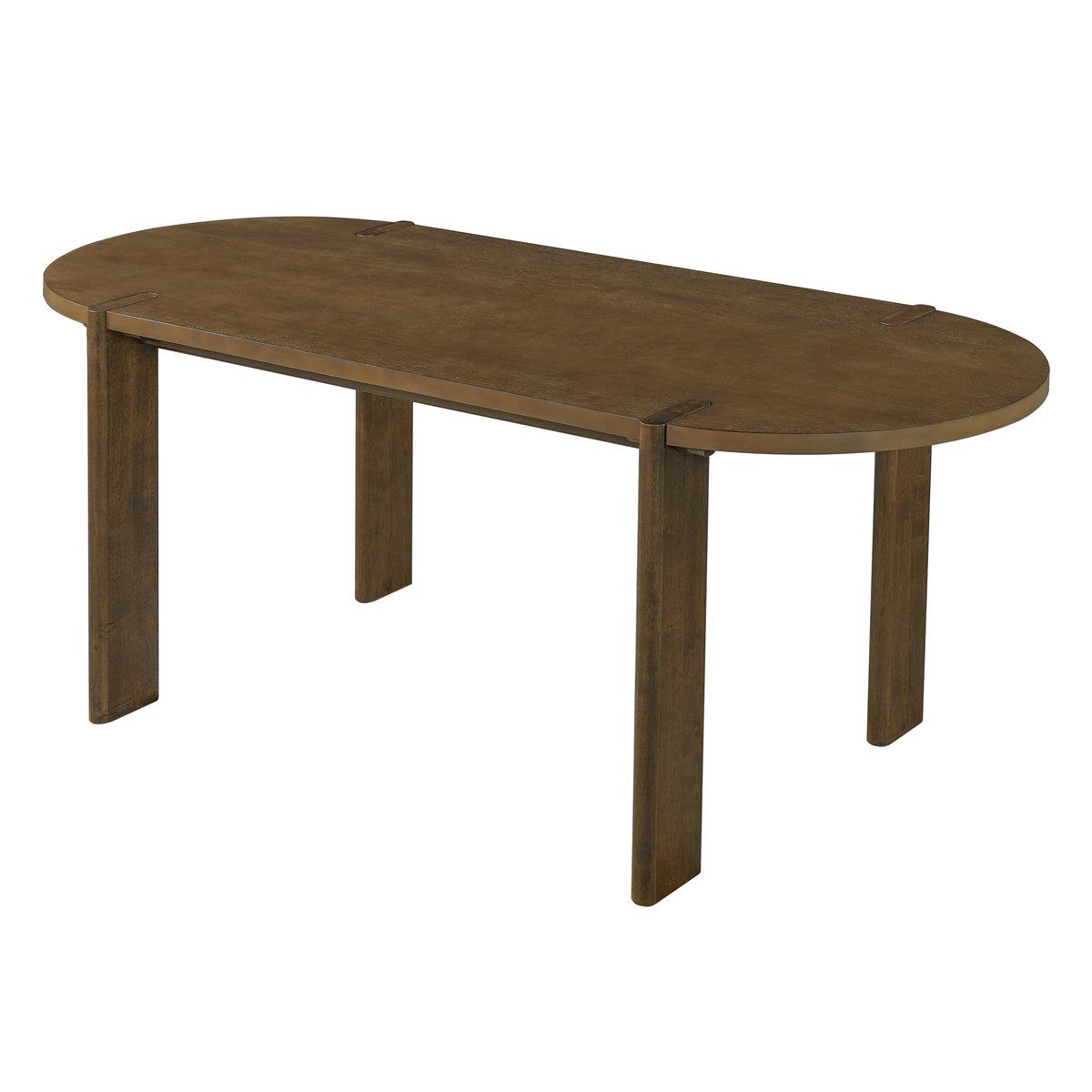 7-Piece Dining Table Set, 71" Oval Rubber Wood Dining Table