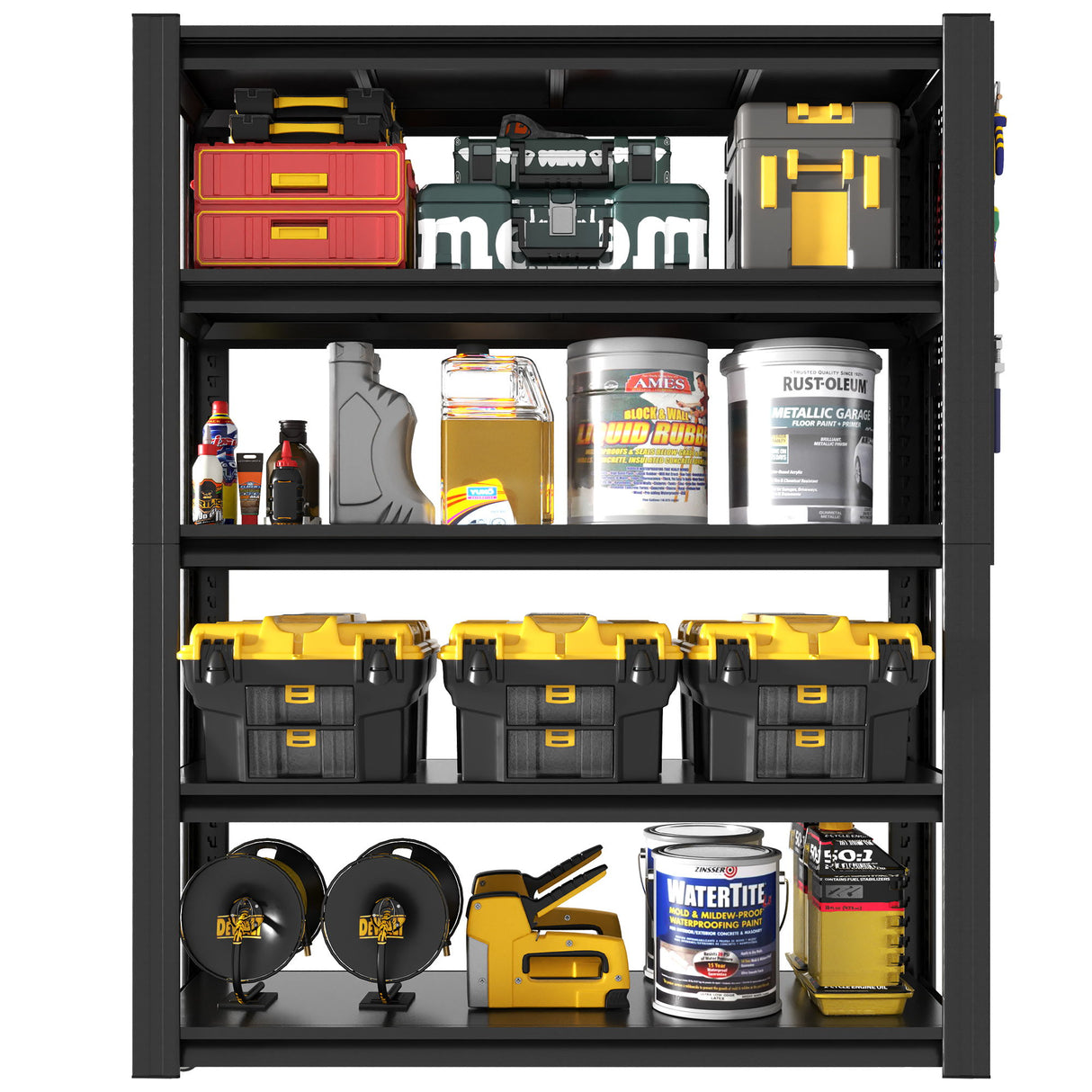 Industrial 5-Tier Adjustable Shelving Unit With Pegboard Heavy-Duty Storage