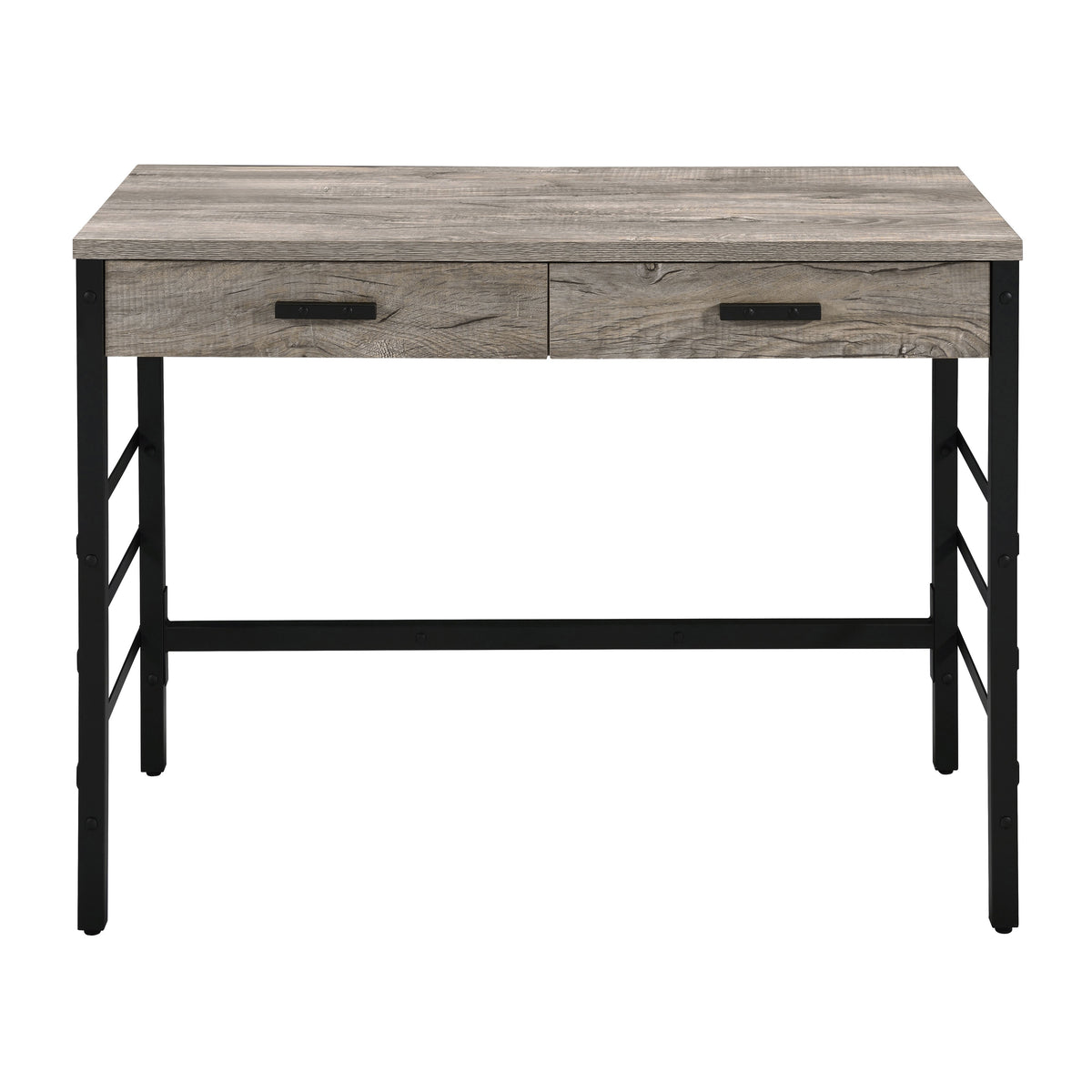 Light Weathered Writing Desk with Storage Drawers and USB Ports - Light Weathered Oak