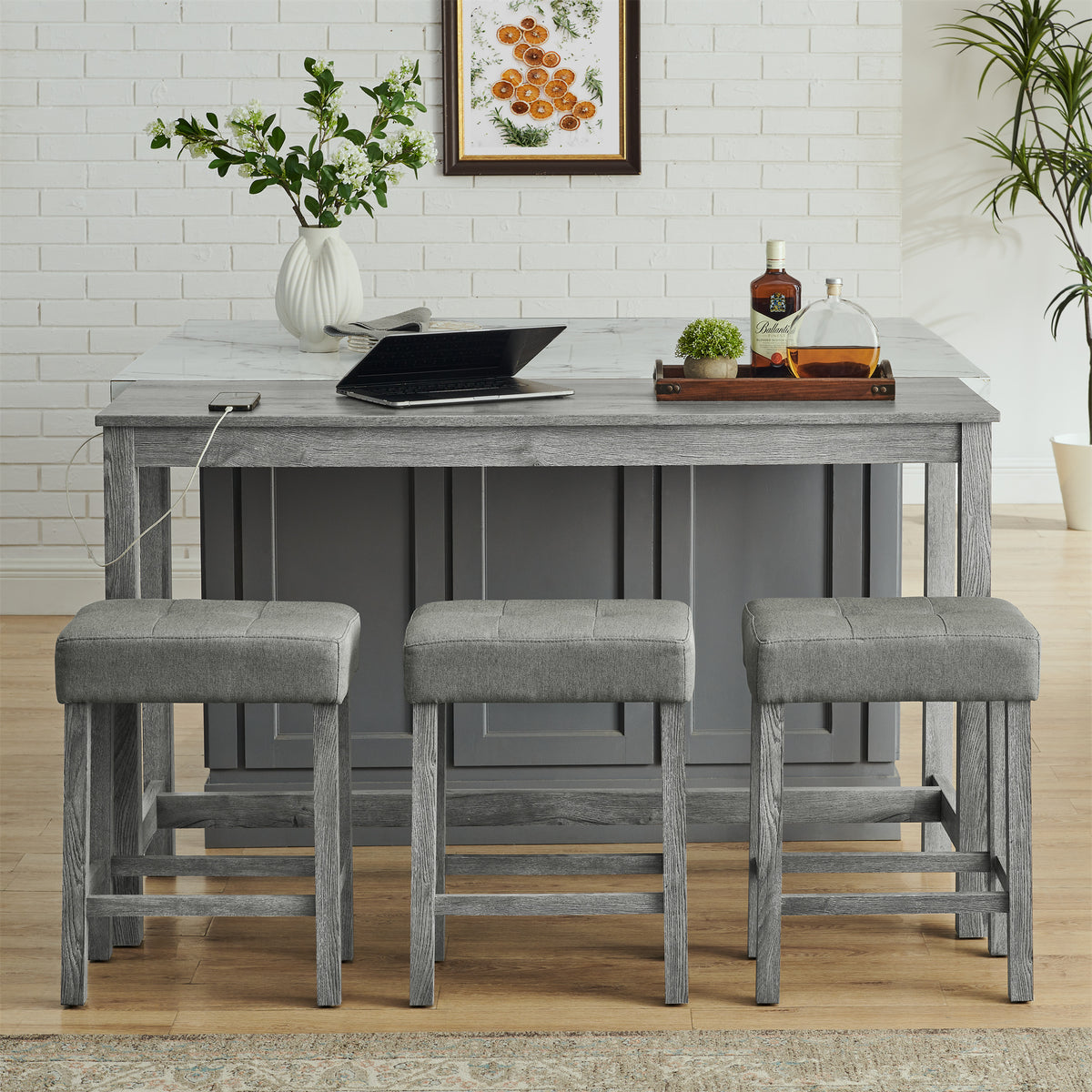 59 Inch Bar Table and Chair Set