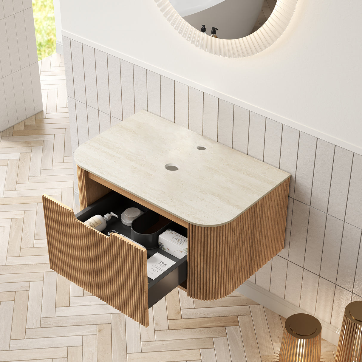 DINA 30'' Wall Mounted Plywood Cabinet with 1 Drawer