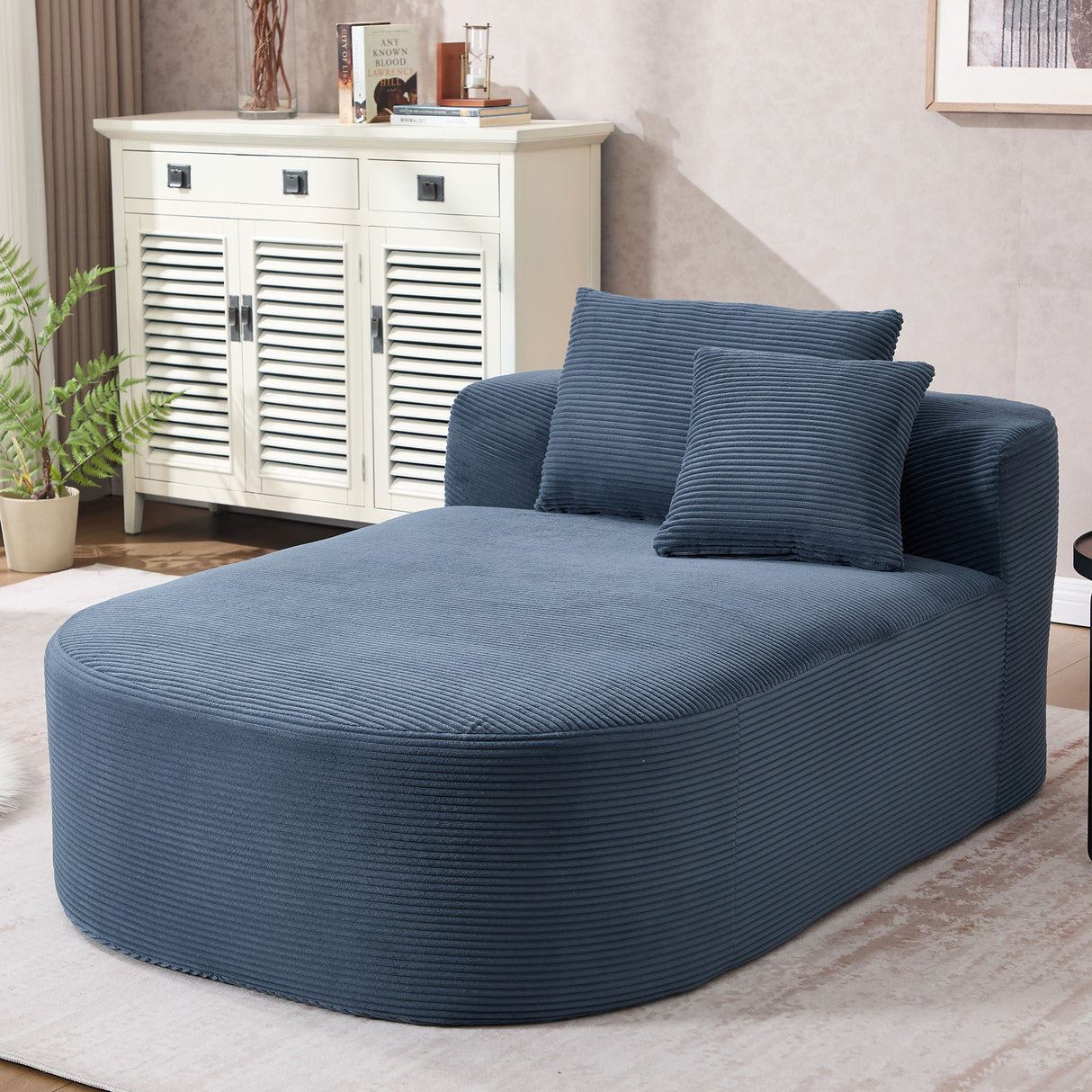 Oversized Corduroy Chaise Lounge Sofa Bed With Deep Seat And Soft Pillows