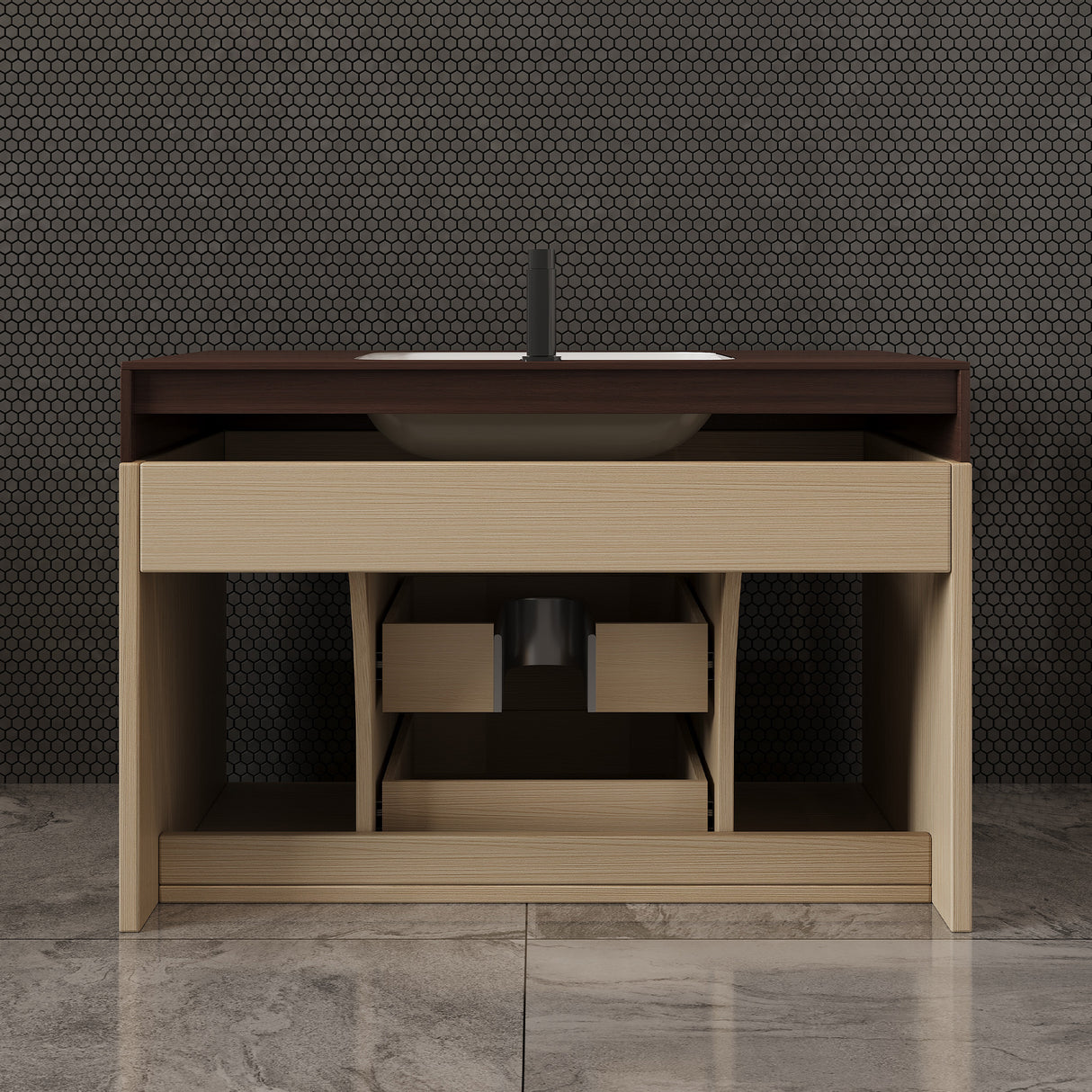 29.9" Modern Floating Bathroom Vanity with Sintered Stone Top