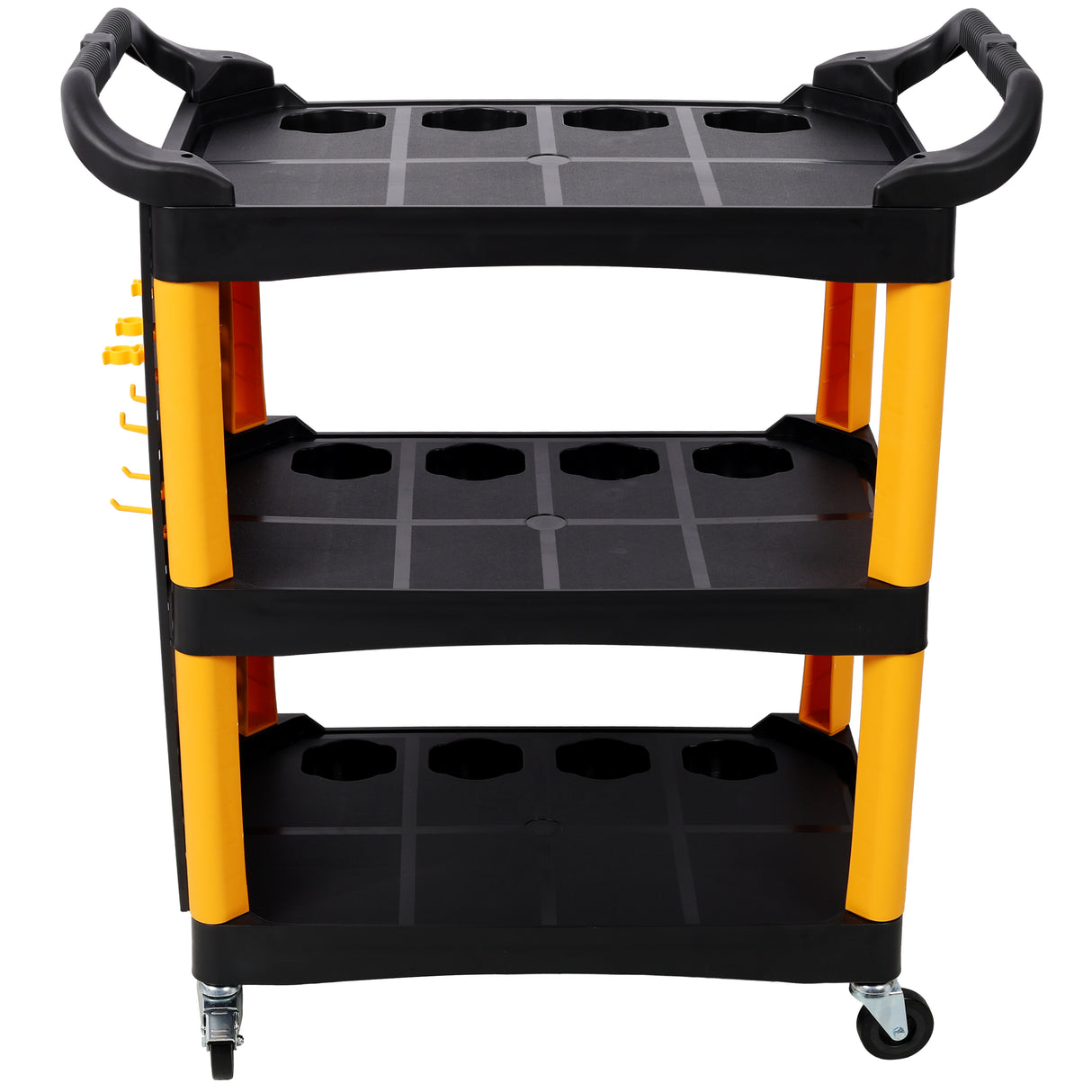 3 Tier Rolling Auto Detail Cart With Wheels - Yellow & Black