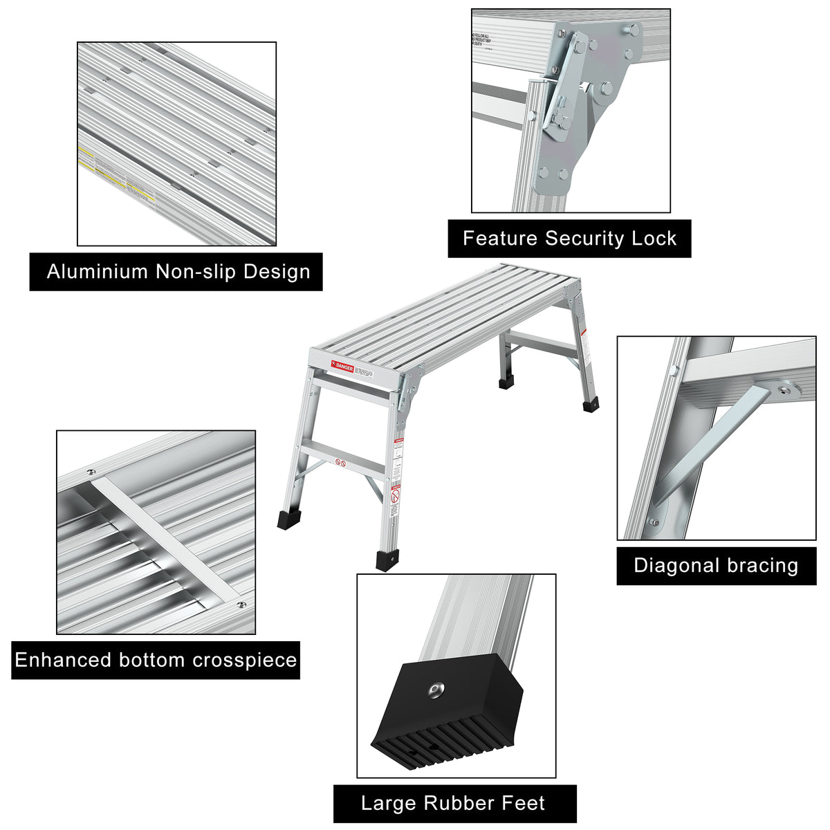 Work Platform Aluminum Portable Bench Folding Ladder