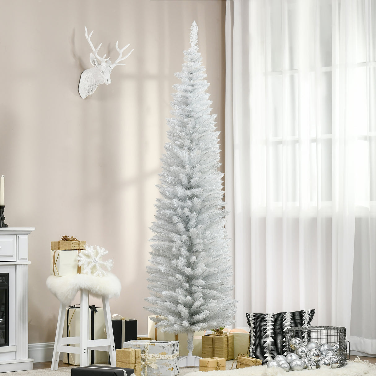 HOMCOM 7' Artificial Pencil Christmas Tree