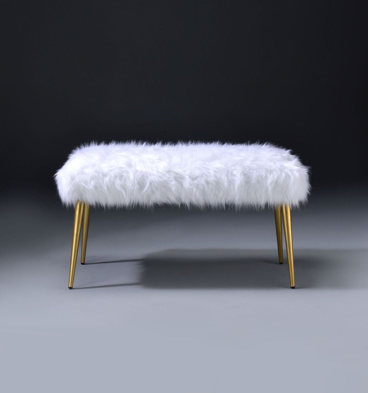 Bagley II - Faux Fur Bench - White / Gold - Best Buy Furniture
