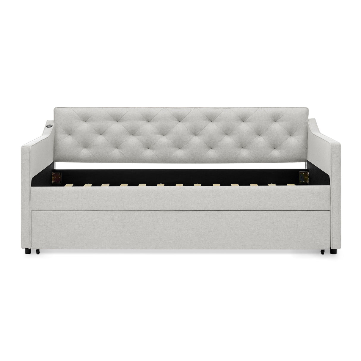 Daybed With Pop Up Trundle And USB Charging Armrest