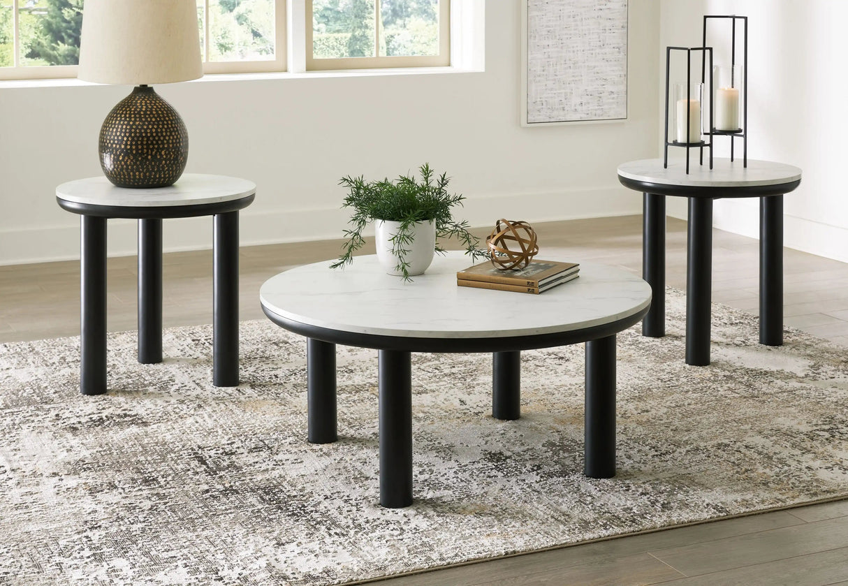 Xandrum - Occasional Table Set (Set of 3) - Black / White - Best Buy Furniture