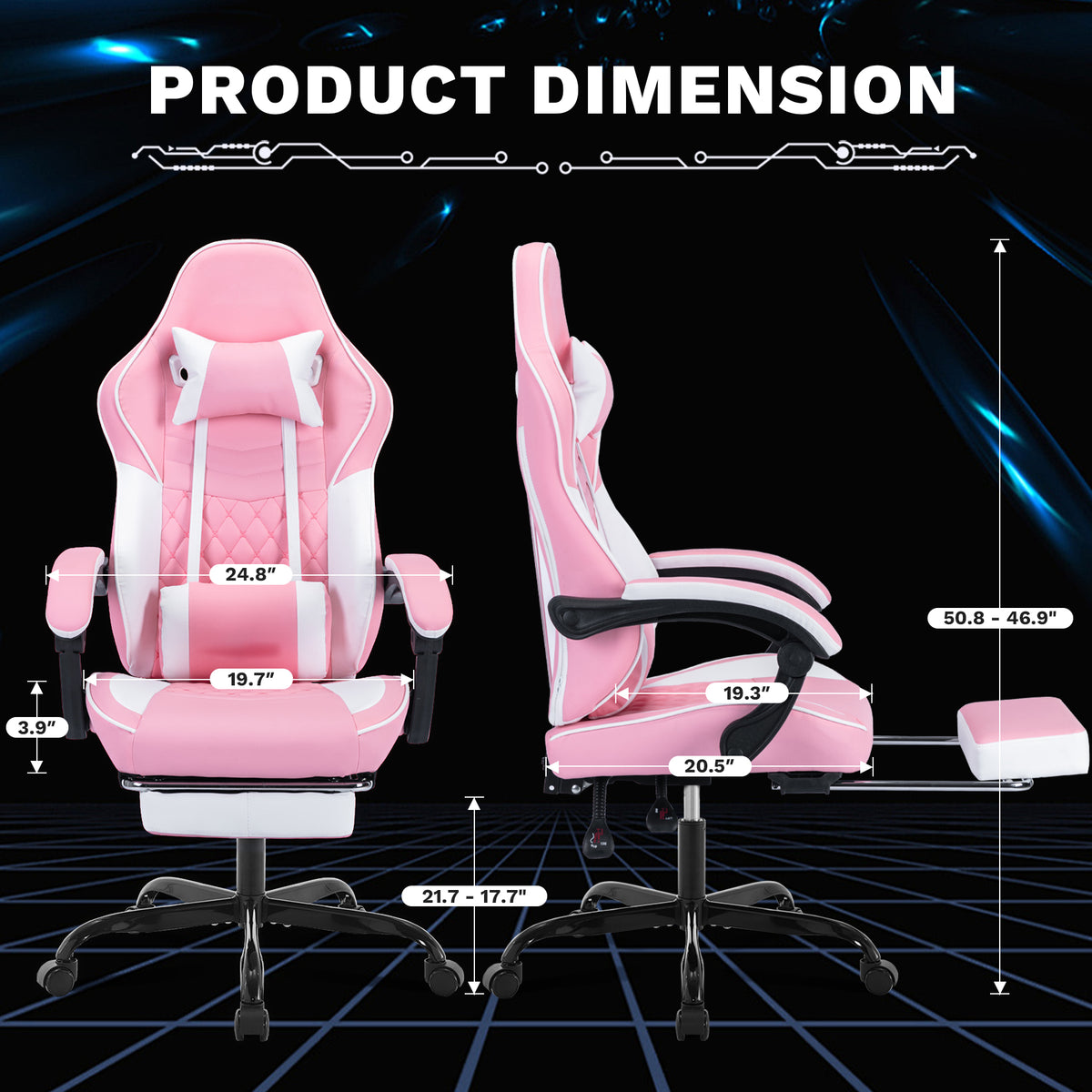 Ergonomic Video Gamer Chair with Massage Lumbar Support