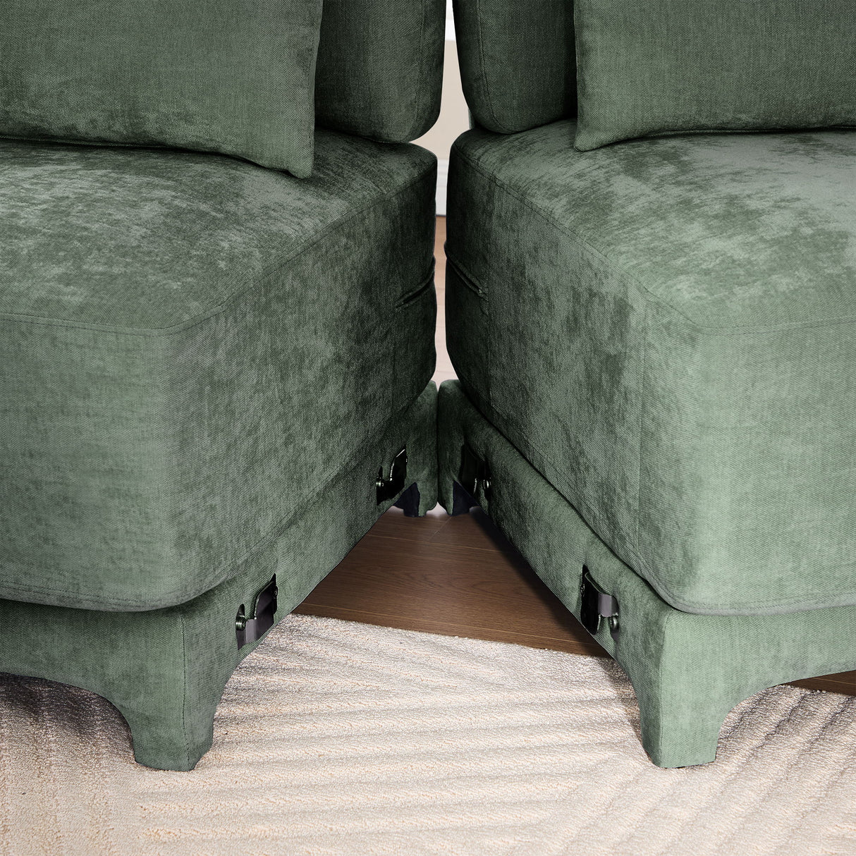 Stylish Sofa With Ottoman And Lumbar Pillows, Ergonomic Design
