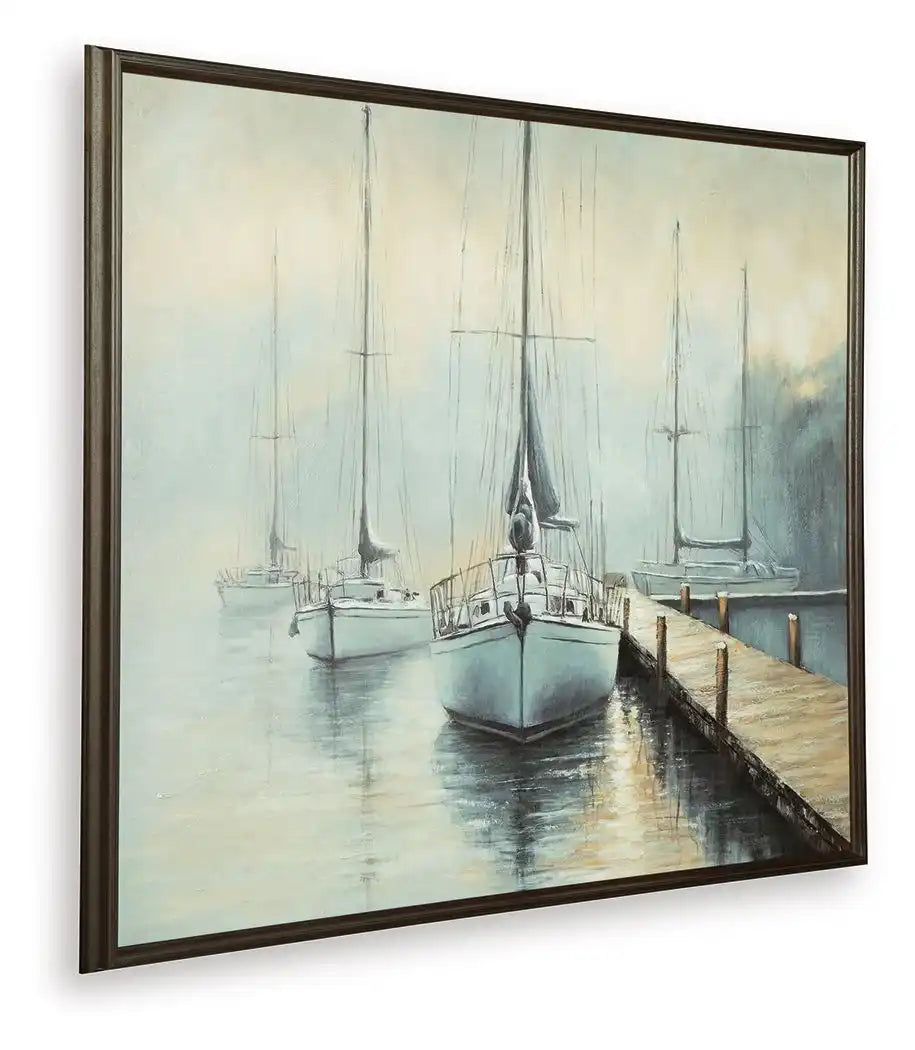 Worthney - Wall Art - Blue / White / Brown - Best Buy Furniture