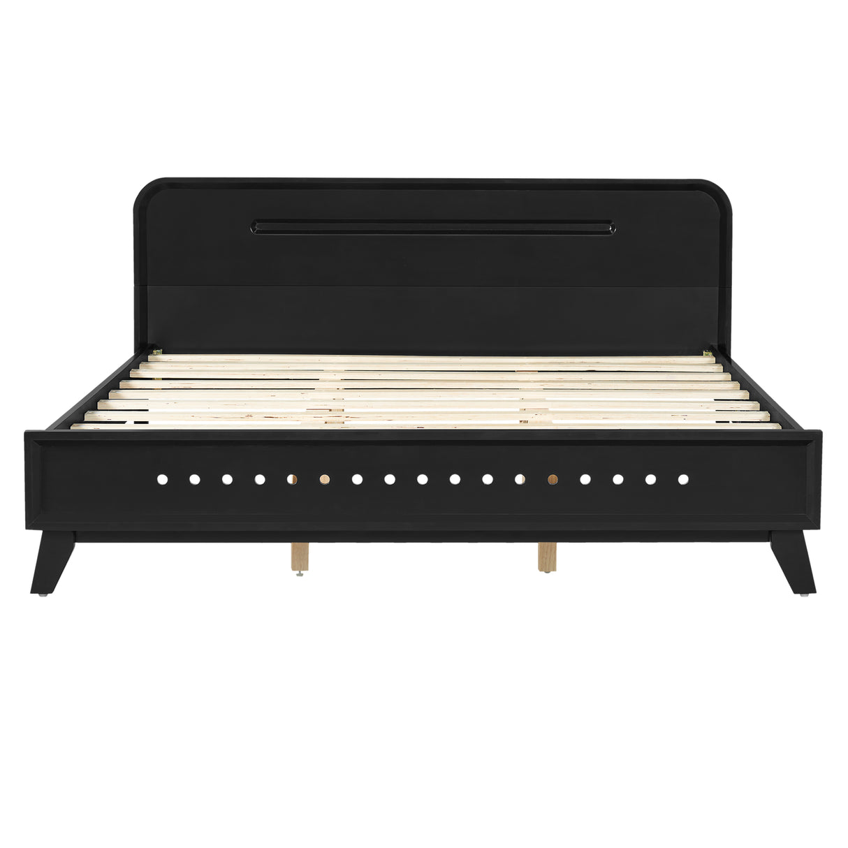 Pine Solid Wood Queen Size Bed, Solid and Stable, No Box Spring Needed