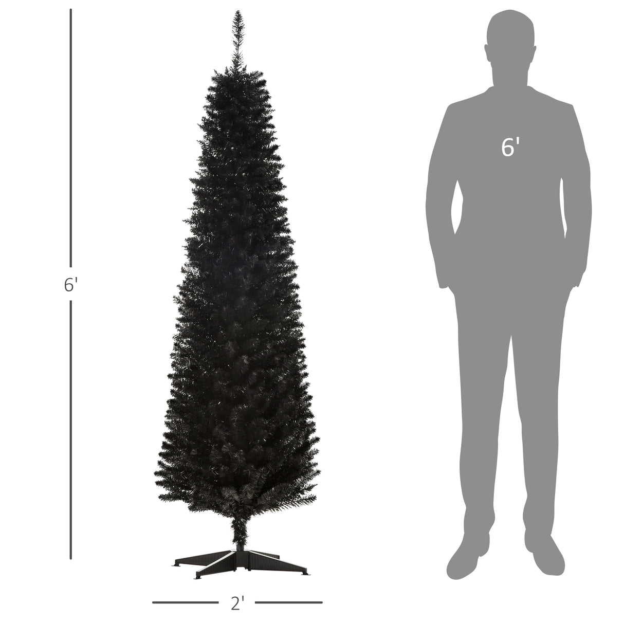 Slim Xmas Tree with Realistic Branch Tips and Plastic Stand