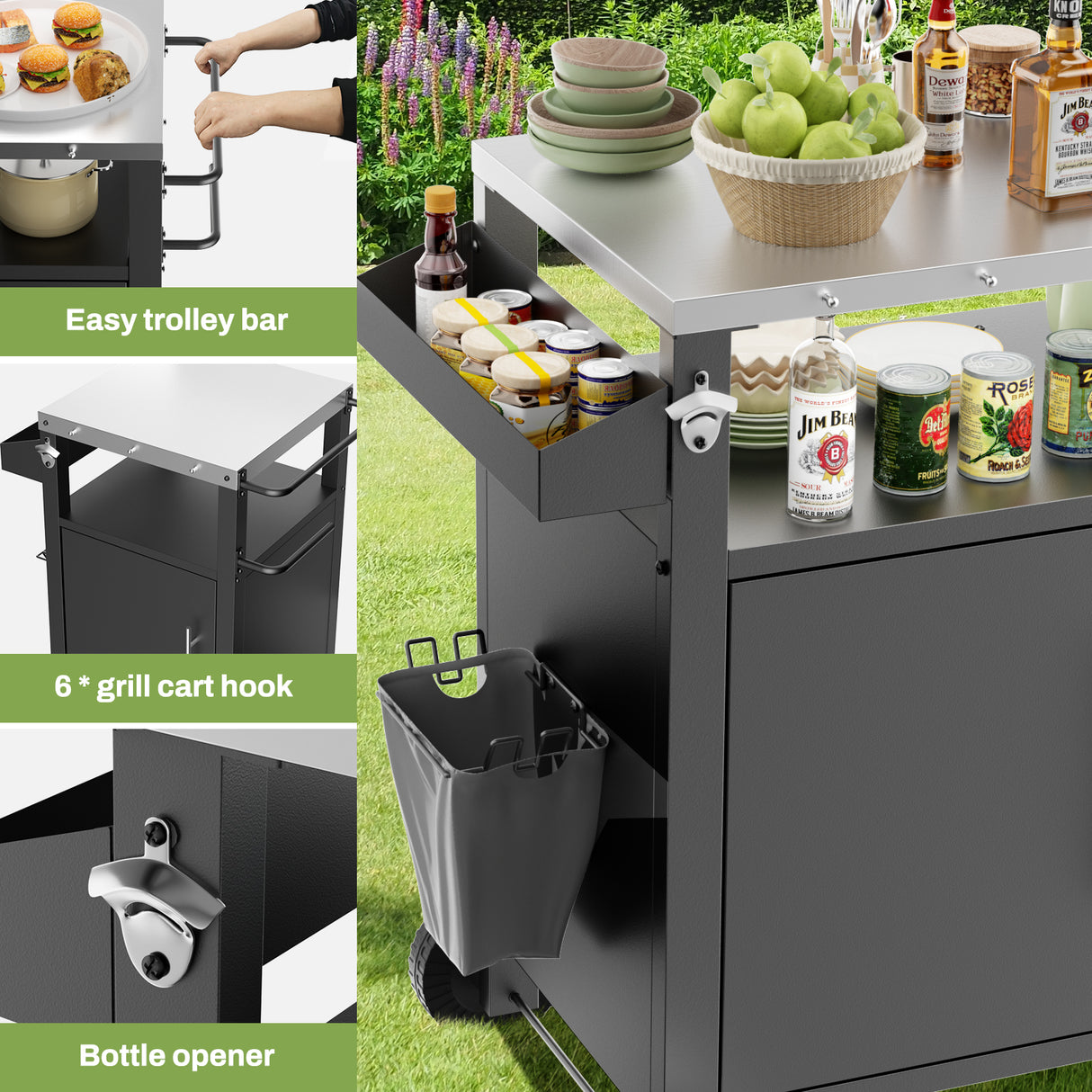 Outdoor Grill Cart with Patio Furniture and Storage