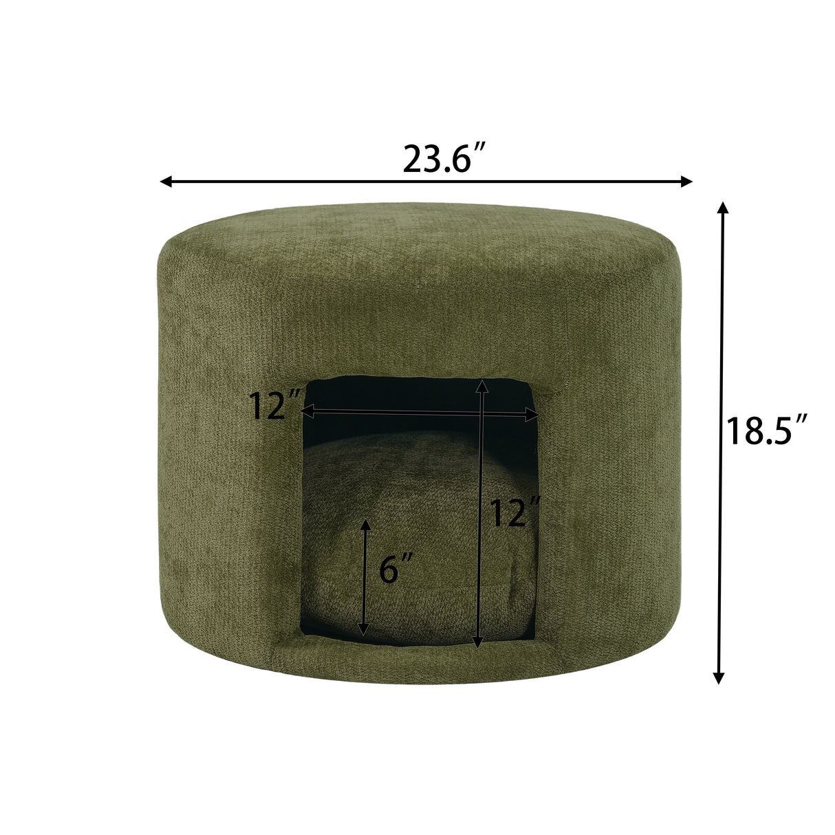 Green Pet Friendly Ottoman with Removable Pet Cushion and Hidden Pet Nook