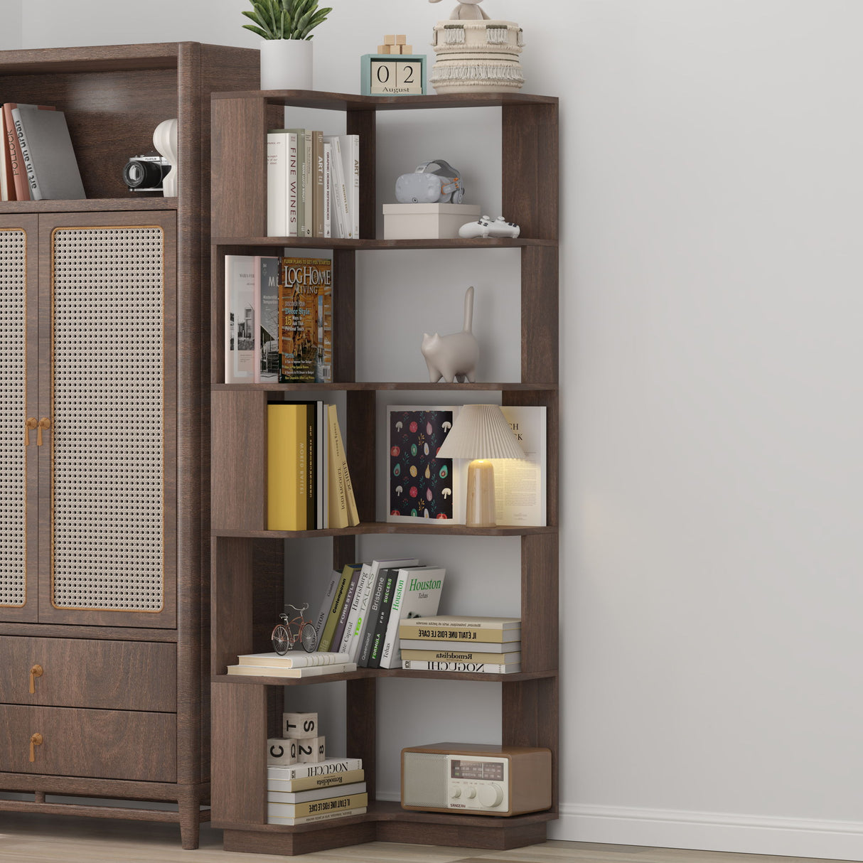 L-Shaped Design Corner Bookshelf