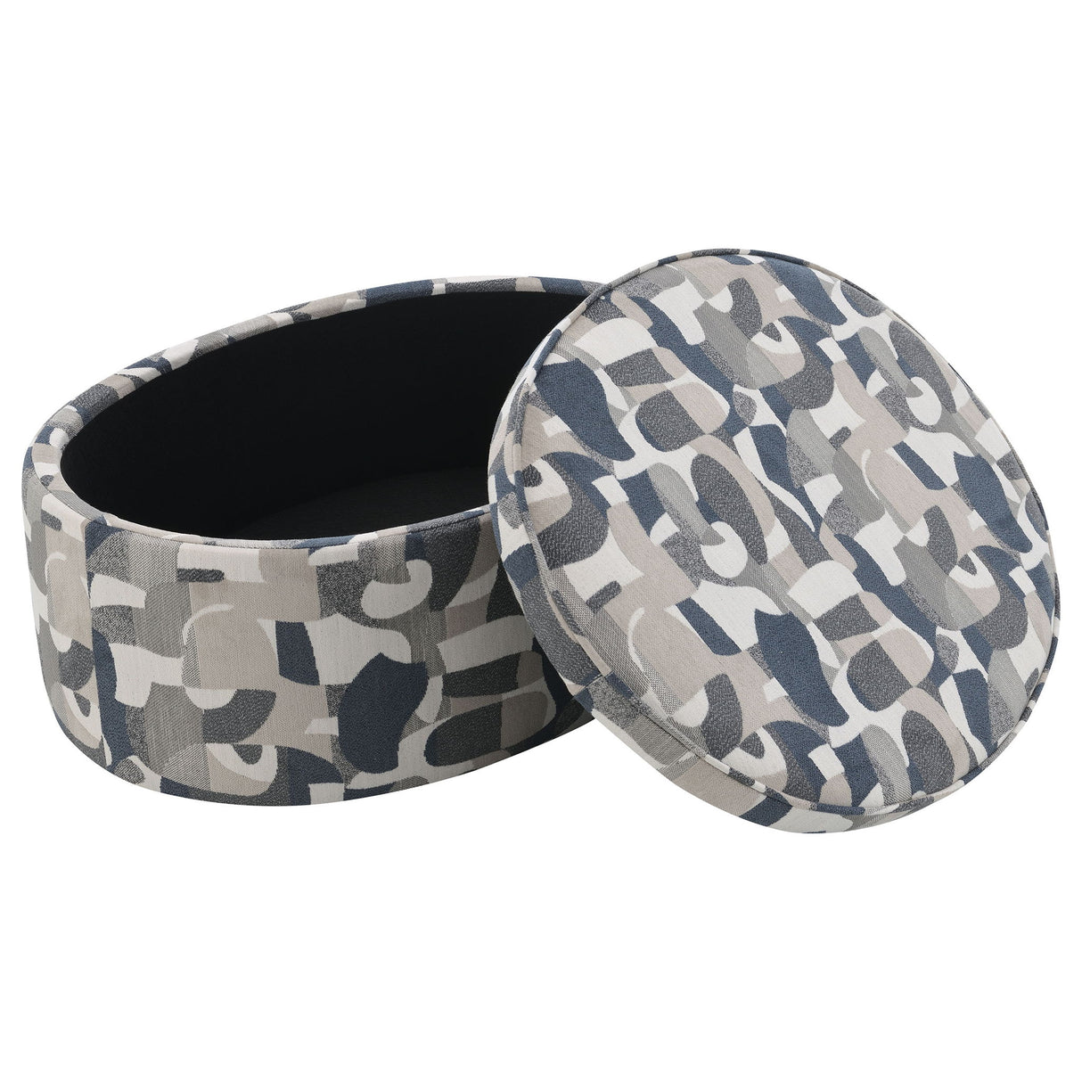 St. Helena - Oval Storage Ottoman With Removable Top - Indigo