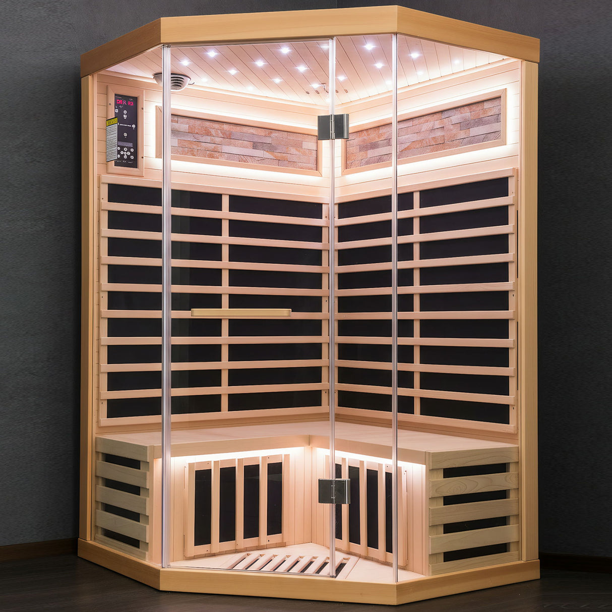 Double Sauna Room With Carbon Heating Plates - White Oak